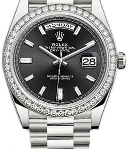 Rolex Day-Date 40 Black Dial White Gold Men-s Watch 228349RBR