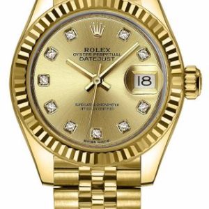 Rolex Lady-Datejust 28 Champagne Diamond Dial Women-s Watch 279178